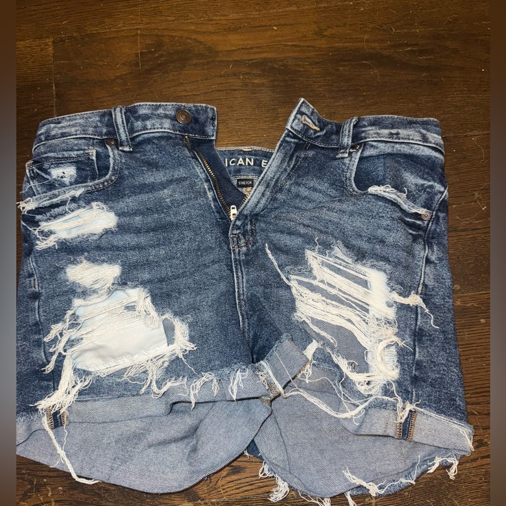 American Eagle Distressed Denim Mom Shorts